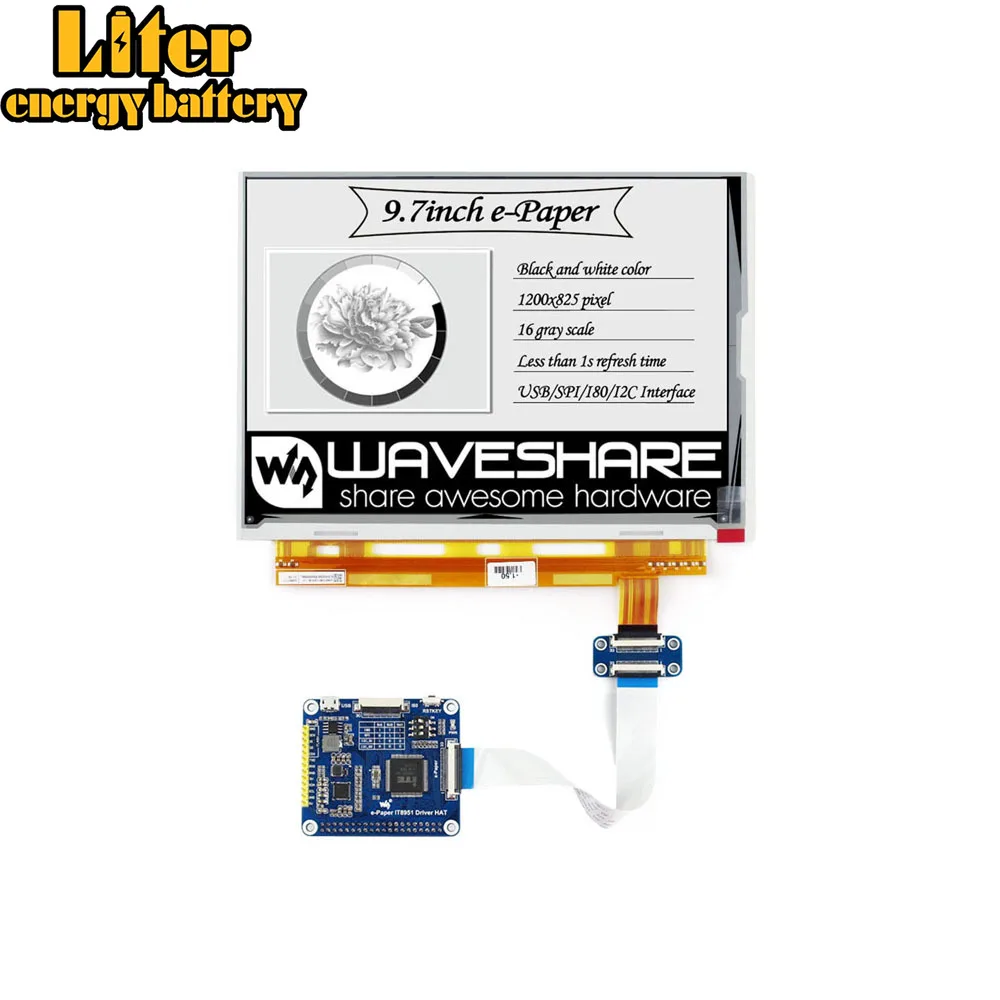 Waveshare 1200*825 9 7 дюймовый E Ink дисплей шляпа для Raspberry PiZero/Zero W/Zero WH/2B/3B/3B + USB/SPI/I80/I2C