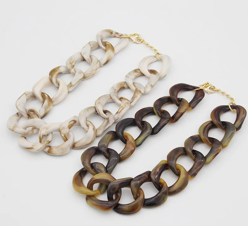 

FishSheep Statement Big Chunky Choker Necklace For Women Bohemian Mix Color Acrylic Chain Collar Necklaces Pendants Jewelry