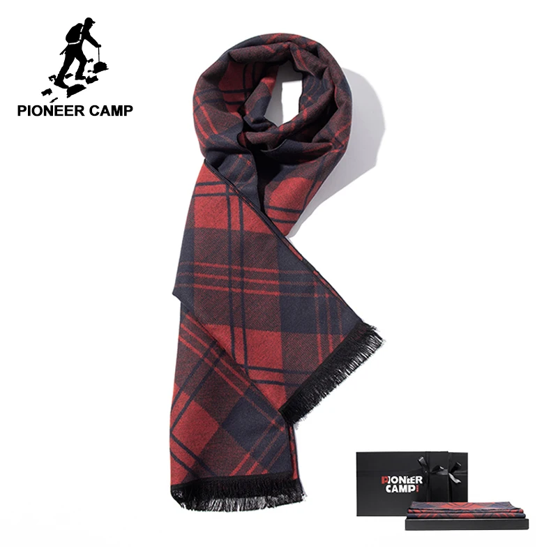 Pioneer camp новая мода Осень зима мужские шарфы брендовая одежда Красный клетчатый