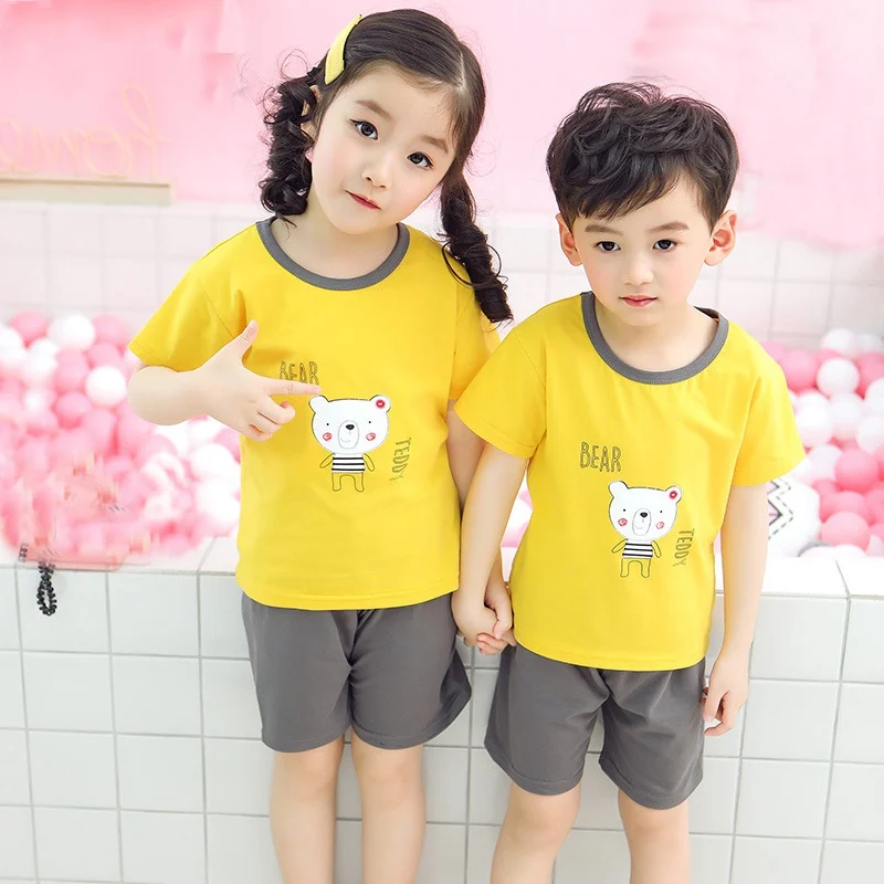 XB-short-M Детские пижамы, летние хлопковые комплекты одежды с короткими рукавами для мальчиков и девочек, детская одежда для сна с героями мультфильмов, детские пижамы, Enfant, Детская Пижама - Цвет: XB-short-M