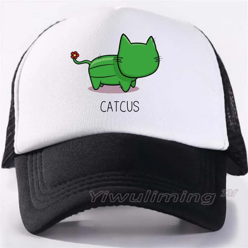 

New Summer Trucker Caps Catcus Cool Summer Black Adult Cool Baseball Mesh Net Trucker Caps Hat for Men Adjustable