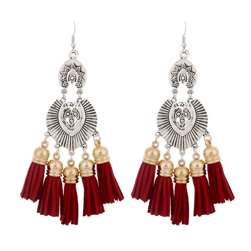 Этнические богемные длинные висячие серьги для женщин с кисточками винтажные