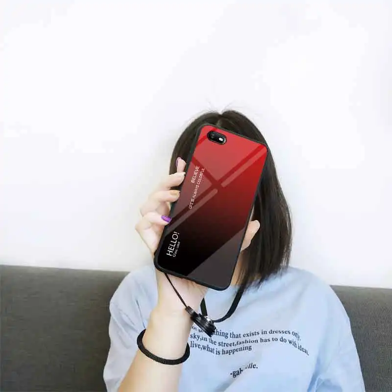 Phone Case for OPPO Realme C2 Gradient Tempered Glass Shockproof Soft Silicone Frame Back Cover A1K 4 case Fundas |