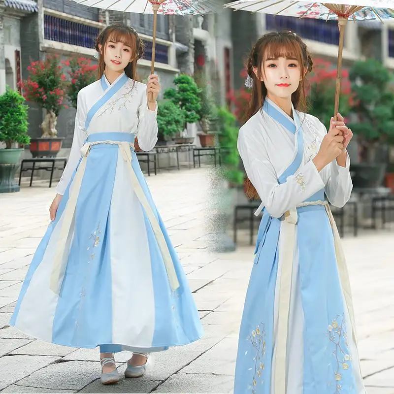 Китайский стиль Hanfu Повседневный весенне-осенний женский студенческий