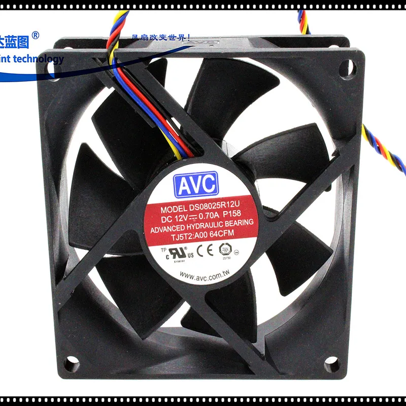 AVC DL08025R12U 8025 80 мм 80*80*25 вентилятор охлаждения Comptuter CPU Корпус Вентилятор 12 В 0.7A с 4pin