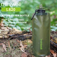 miniwell survival outdoor camping hiking portable water purification with bag filtered water on the go