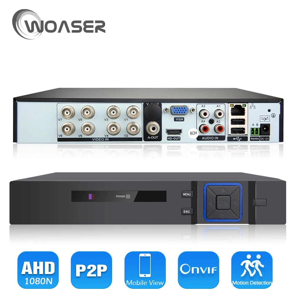 Woaser 8 channel 1080 P AHD NH Гибридный DVR Регистраторы 5 в 1 /720 Поддержка для 2.0mp Камера и IP