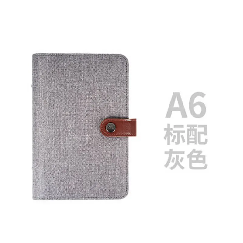 Yiwi A5 A6 Color Cloth Material Cover Notebook Snap Planner Journal Organizer Binder Stationery - Цвет: a6 Gray