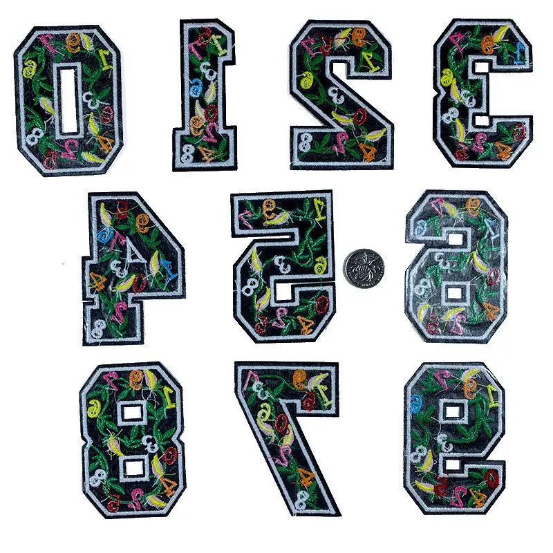 10pcs/lot Number Patches Word Embroidered Iron on Patch Figure Digit for DIY Stripes Motif Appliques Garment Clothes Badges | Дом и сад