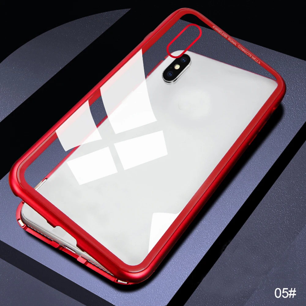 Магнитные адсорбционные металлические флип-чехлы для телефонов для iPhone X XS XR XS MAX 7 8 Plus прозрачная задняя крышка закаленное стекло закаленное покрытие capinhas