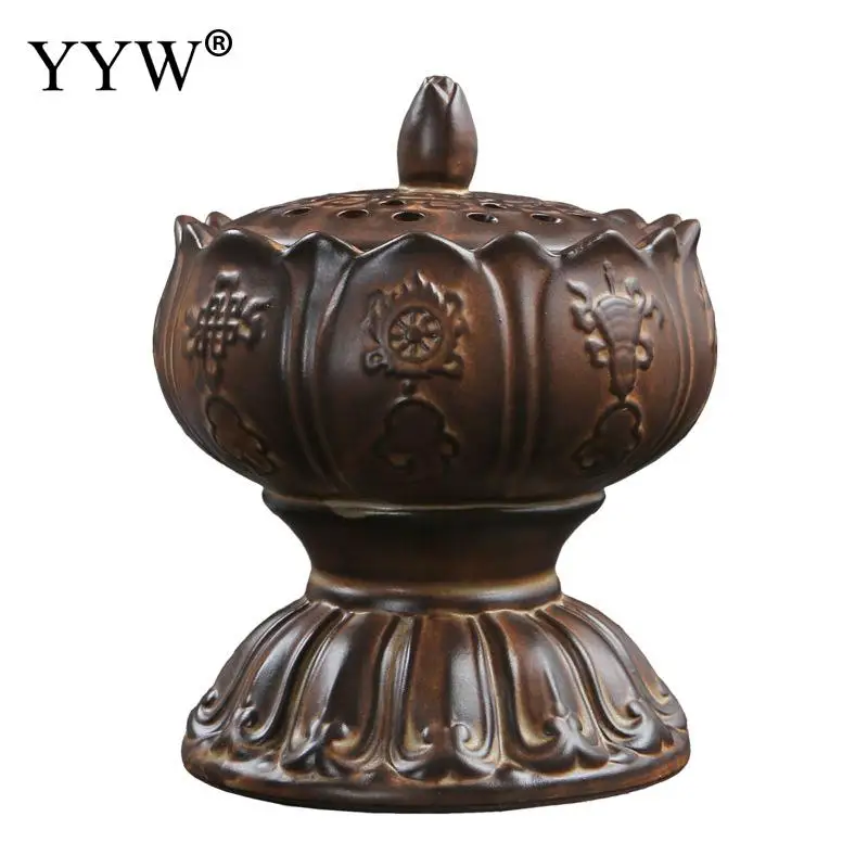 

Vintage Lotus Backflow Incense Burner Waterfall Censer Oud Incense Cone Holder High Foot Incense Aroma Burner Holder Home Decor