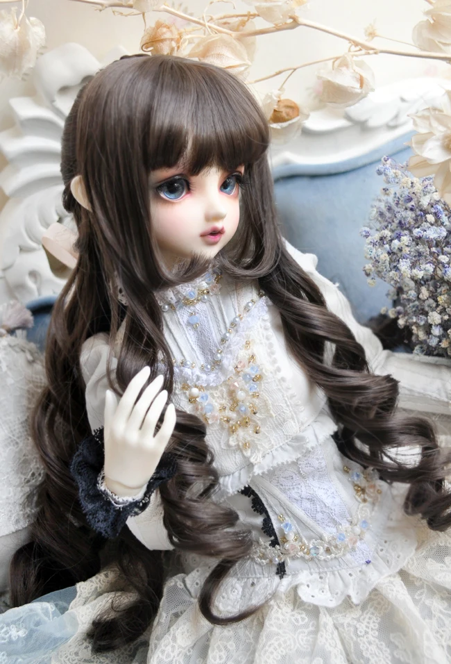 1/3 1/4 BJD кукла молочный чай коричневый темно-коричневый высокотемпературный провод волос парики Великолепная принцесса скомпилированные вьющиеся волосы