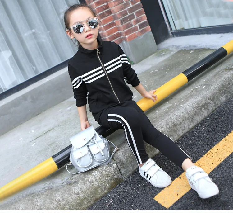 Новая Осень детские Наборы платье + пальто брюки 3pic наборы Девушка Комплект