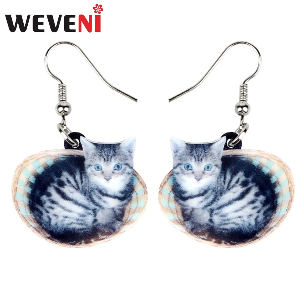 WEVENI акриловые милые американские короткошерстные кошачьи серьги Котенок новые