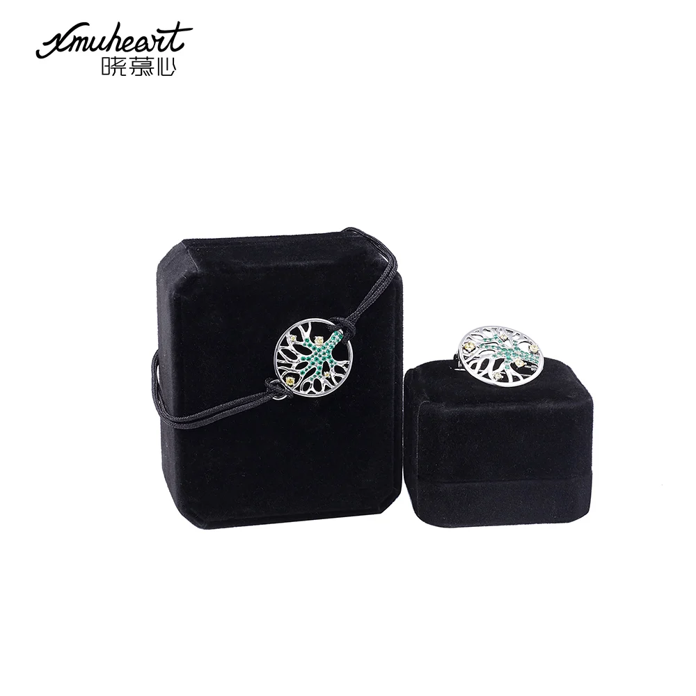 XMUHEART Jewelry Sets For Women Green Stone Crystal Tree Of Life Bracelet Brooch Vintage Fashion High Quality | Украшения и