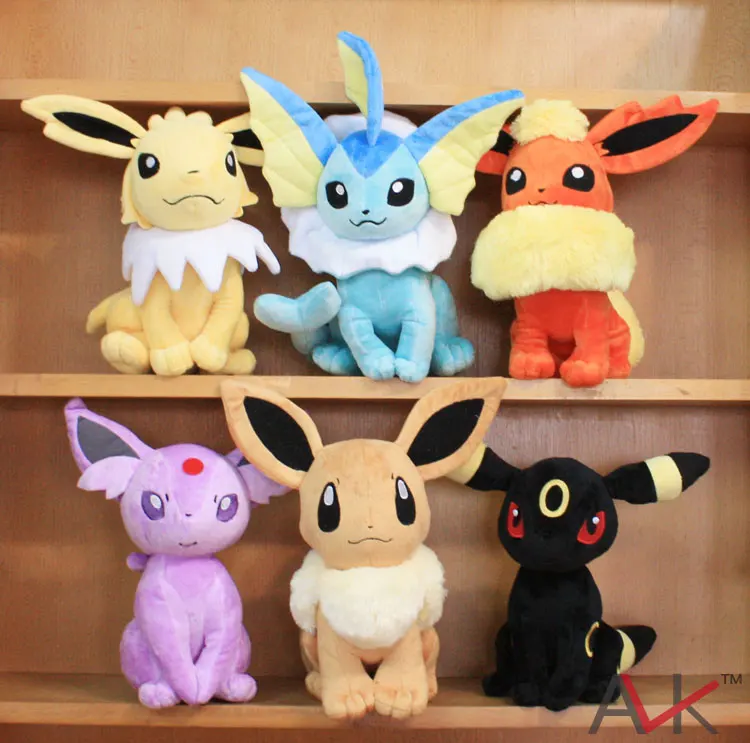Eevee Leafeon Espeon Umbreon Vaporeon Flareon Glaceon Jolteon Плюшевые игрушки Мягкие чучело куклы 12 дюймов 30 см 9 типов
