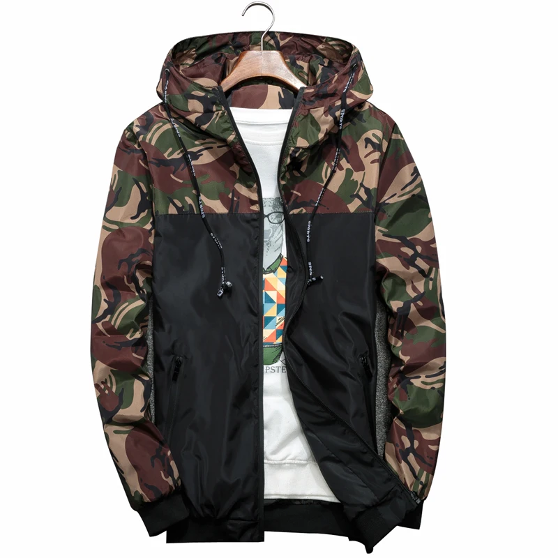 

Covrlge Spring Autumn Mens Casual Camouflage Hoodie Jacket Men Waterproof Clothes Men's Windbreaker Coat Male Outwear MWJ095