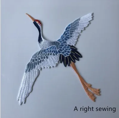 blue A3 sewing SASKIA 2 шт. нашивки "Птицы" для одежды вышивка аппликация шитье платье красно-коронный кран Декор DIY вышитые железные наклейки - Цвет: blue A3 sewing