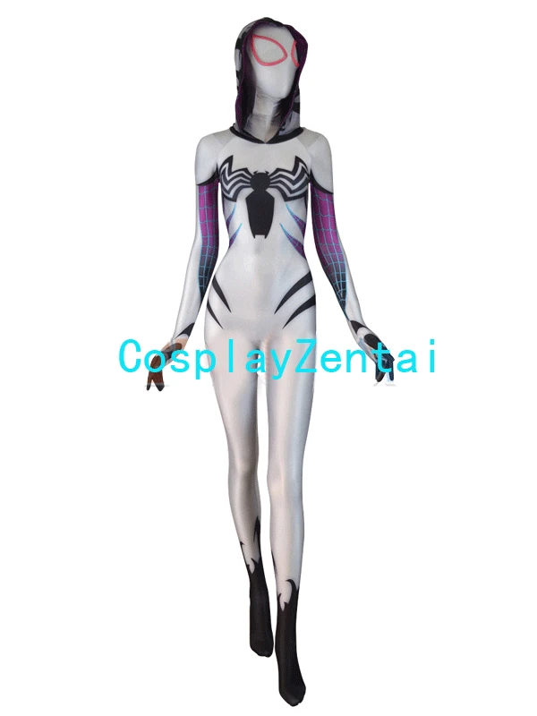 Костюм для девочек Venom Gwen Spidergirl белый костюм косплея с 3D принтом|costumes white|cosplay