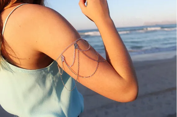 Винтажная подлокотник с искусственными листьями нарукавник для танца живота