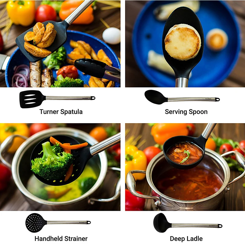 WALFOS силиконовая кухонная ложка для супа ковш яйцо Тернер набор кухонных