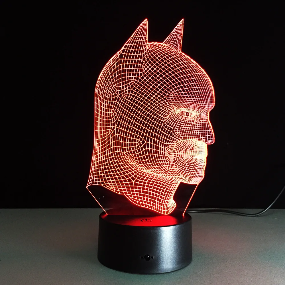 Бэтмен супер герой лампа 7 цветов Изменение 3D иллюзия СВЕТОДИОДНЫЙ Ночник