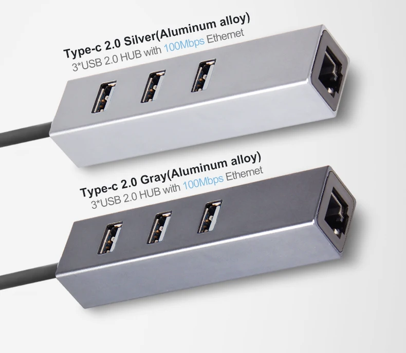 OFCCOM 3 Порты 2,0 USB C концентратор Тип usb C разветвитель адаптер Ethernet RJ45 10/100 Мбит/с локальной сети для MacBook Pro планшетный ПК USB-C