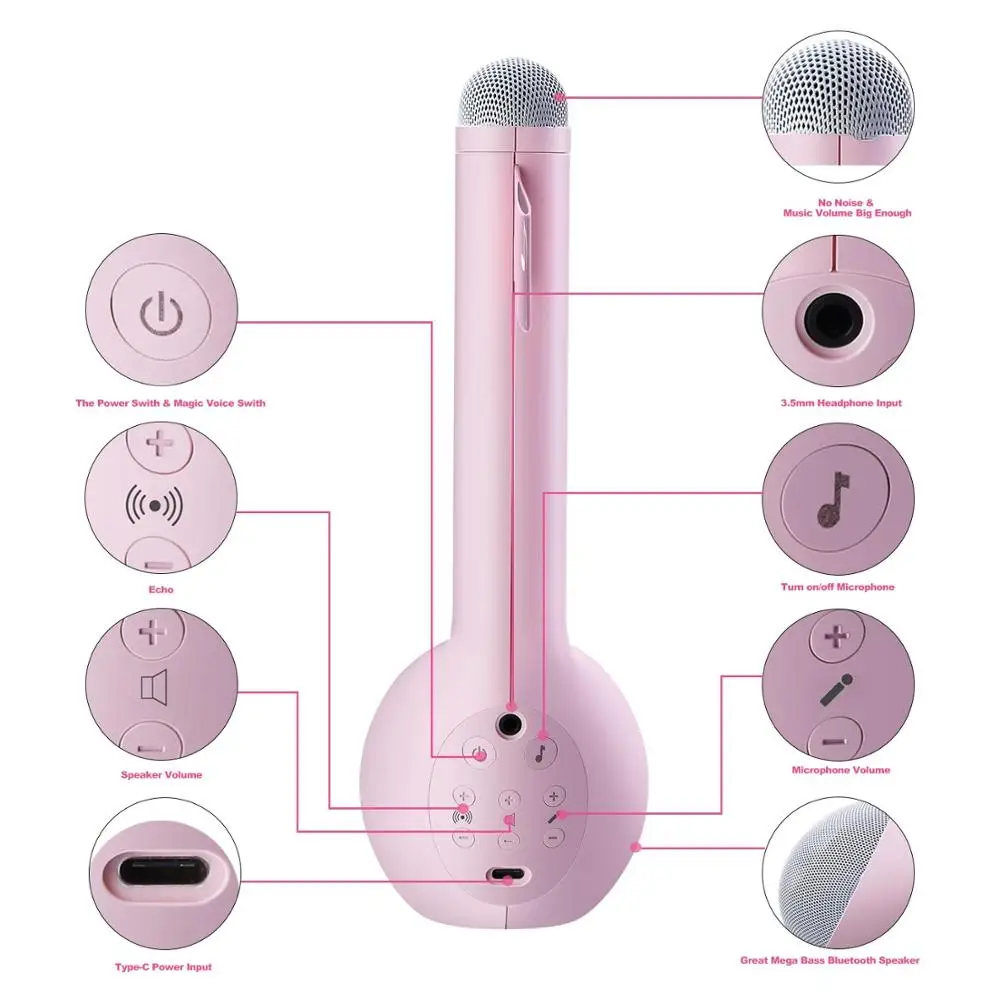 

Portable Wireless Karaoke Microphone With Bluetooth Speaker KTV Party Home Singing Musical Toy For Children Best Gift For Kids