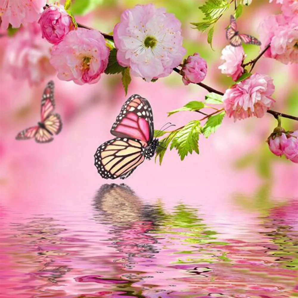 Алмазная 5d Вышивка в виде цветов и бабочек Набор для вышивания сделай сам картина