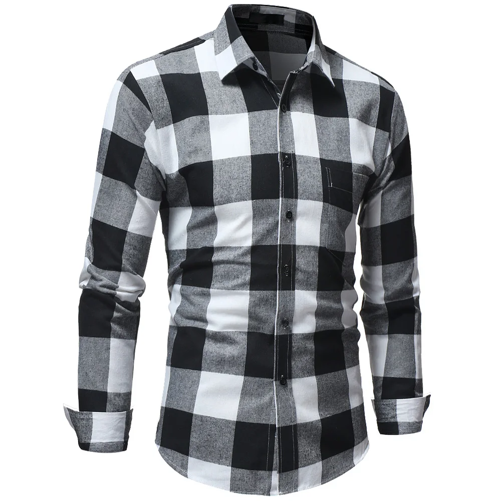 Клетчатая рубашка мужские рубашки 2018 новая мода Chemise Homme клетчатые с длинным