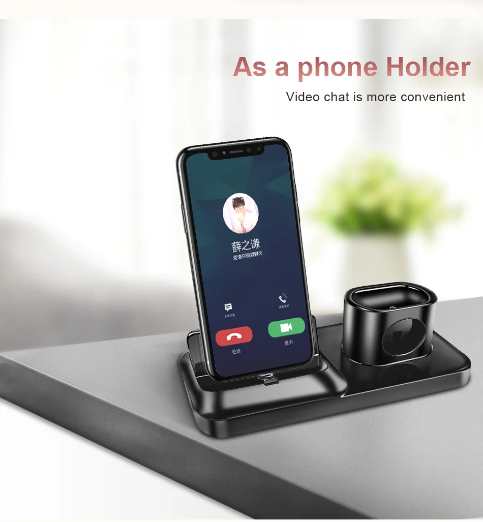 ACCEZZ Магнитный зарядный Настольный держатель для iPhone XS MAX XR для AirPods Apple i Watch для samsung Xiaomi 3 в 1 Универсальное зарядное устройство