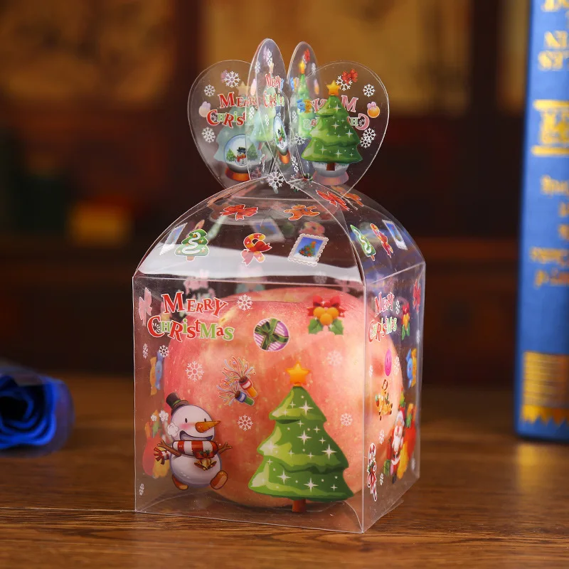 200pcs Christmas Even Clear Gift Box Xmas Printed Snowman Elk Santa Tree Treats Sweets Candy Apple Boxes Favors Wrap ZA4973 | Дом и сад