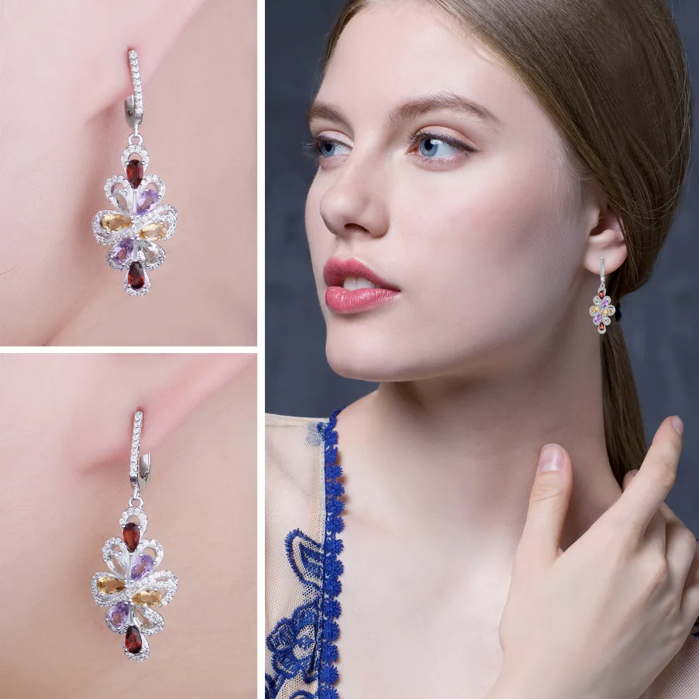 Jewelrypalace Роскошные 2.9ct груша Многоцветный Подлинная Аметист гранат цитрин зеленый