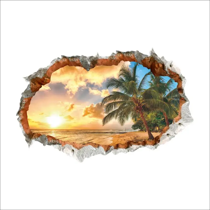 Настенные наклейки на стену с кокосовым деревом Seabeach для офиса и