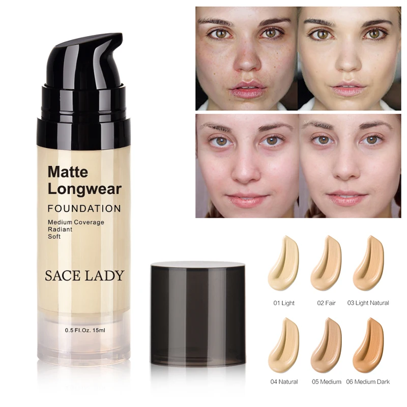 Sace Lady 15 мл Матовый жидкий минеральный тональный крем корректирующее средство для