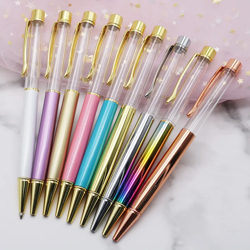 100Pcs High Grade DIY Made Crystal Colored Ballpoint Pen Metal Empty Pen Birthday Valentine's Day Gift Color Optional Wholesale