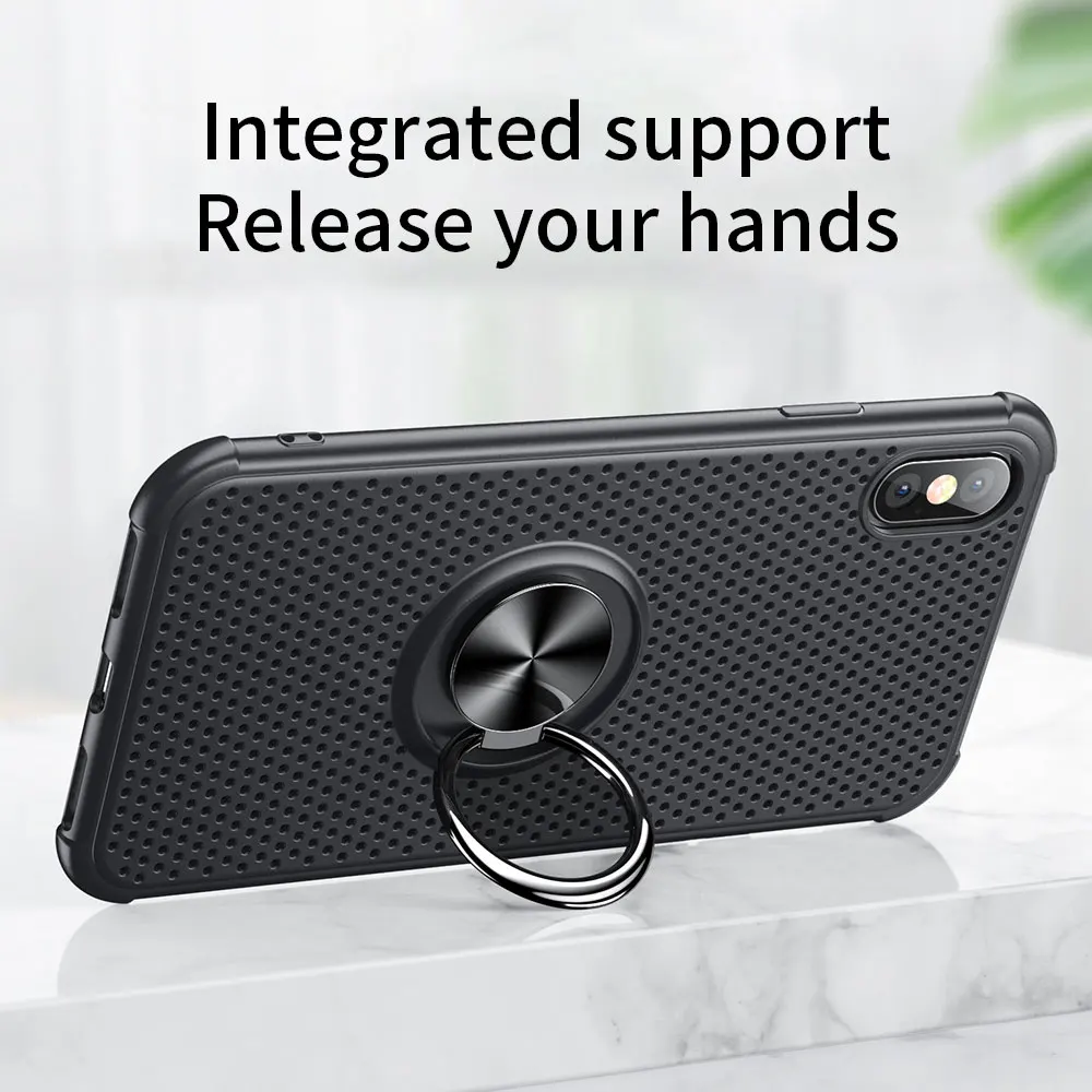 KISSCASE Magnetic Ring Holder Case For iPhone 8 7 Plus Heat Dissipation Breathable 6S 6 XS Max XR |