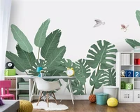 beibehang nordic hand painted small fresh medieval tropical plants flowers and birds background papel de parede 3d wallpaper