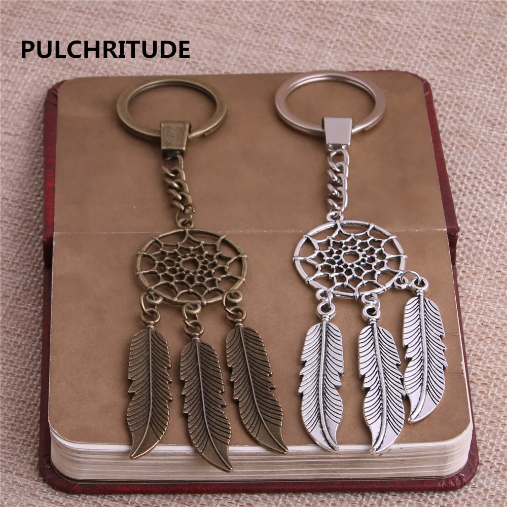 PULCHRITUDE 3 шт./лот Металл Античная бронза серебряное дерево перо Синий Ловец снов