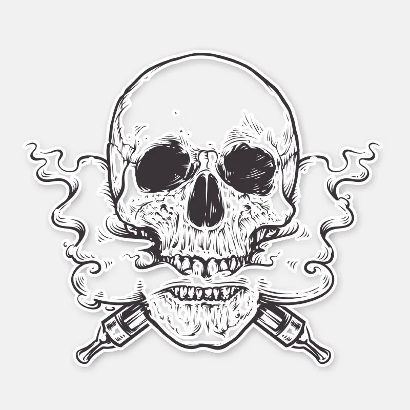 

YJZT 11.3CM*13CM Personality Smoky Bones Skull Body Motorcycle Helmet Car Sticker Decal 6-2985