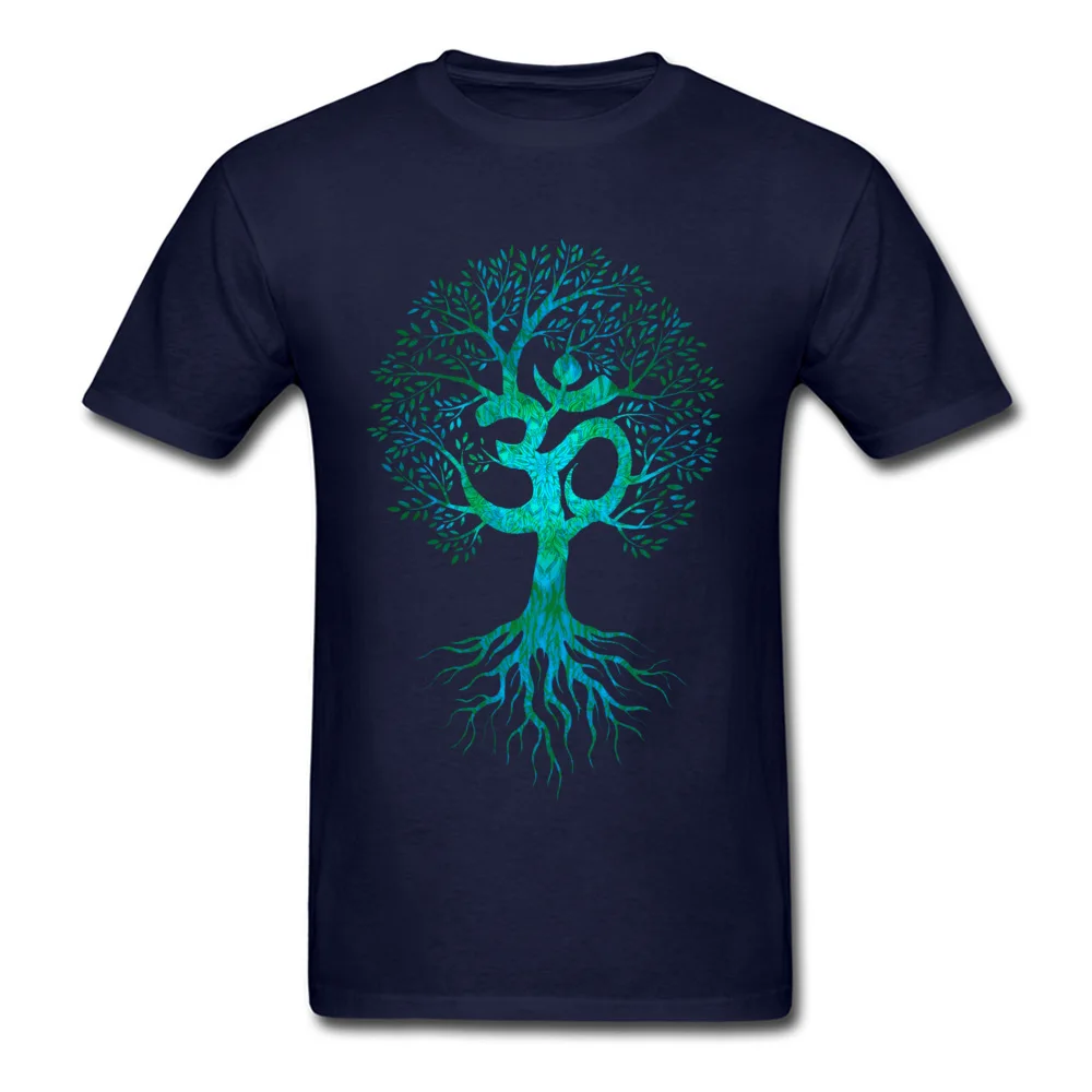 Мужская футболка Om Tree Of Life, черная футболка, европейские топы, футболки, хлопковая ткань, облегающая одежда на День Благодарения, подарок на день рождения - Цвет: Тёмно-синий