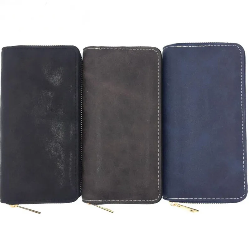 

M277 Fashion Man Wallet Retro Pure Color Zipper Long Wallet
