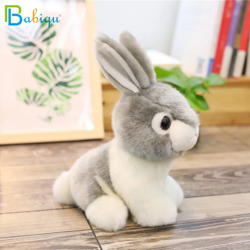 

Babiqu 1pc cute simulation rabbit plush toy stuffed soft Realistic sitting rabbit dolls baby cartoon toys for kids birthday Gift
