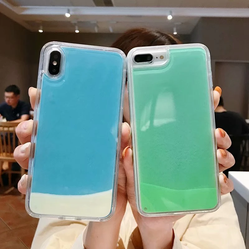 Светящийся Жидкий чехол для Iphone XS MAX X XR 8 7 Plus 6 6s Жесткий ПК + Мягкий ТПУ зыбучий