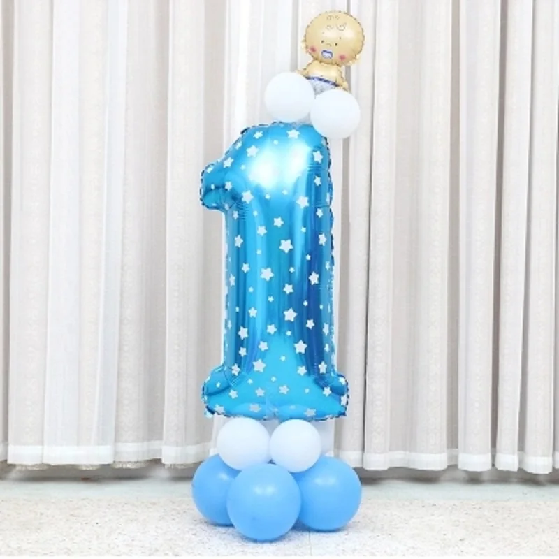 

26pcs/set Number Baby Aluminium Foil Balloons Pillar Birthday Party Road Lead Baby Shower Party Decoration DIY Blue Pink Digital