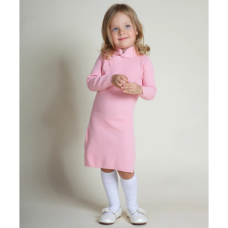 Girls Winter Sweater Dresses Toddler Baby Spring Qipao Chinese Knit Year Dress Thicker Red Pink Cheongsam | Детская одежда и обувь