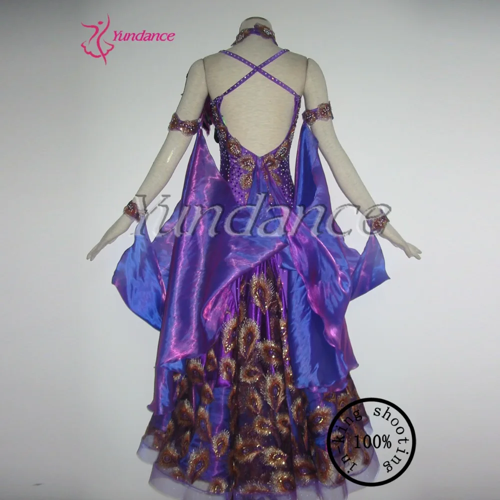 

2016 Standard Ballroom Dress Competitions Dress In Purple Color B-1166