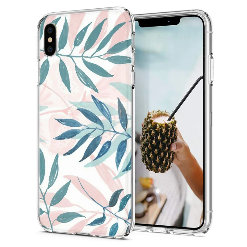 Мягкий чехол для телефона iPhone X XS XR чехлы из ТПУ цветной цветок лист мандала Fundas