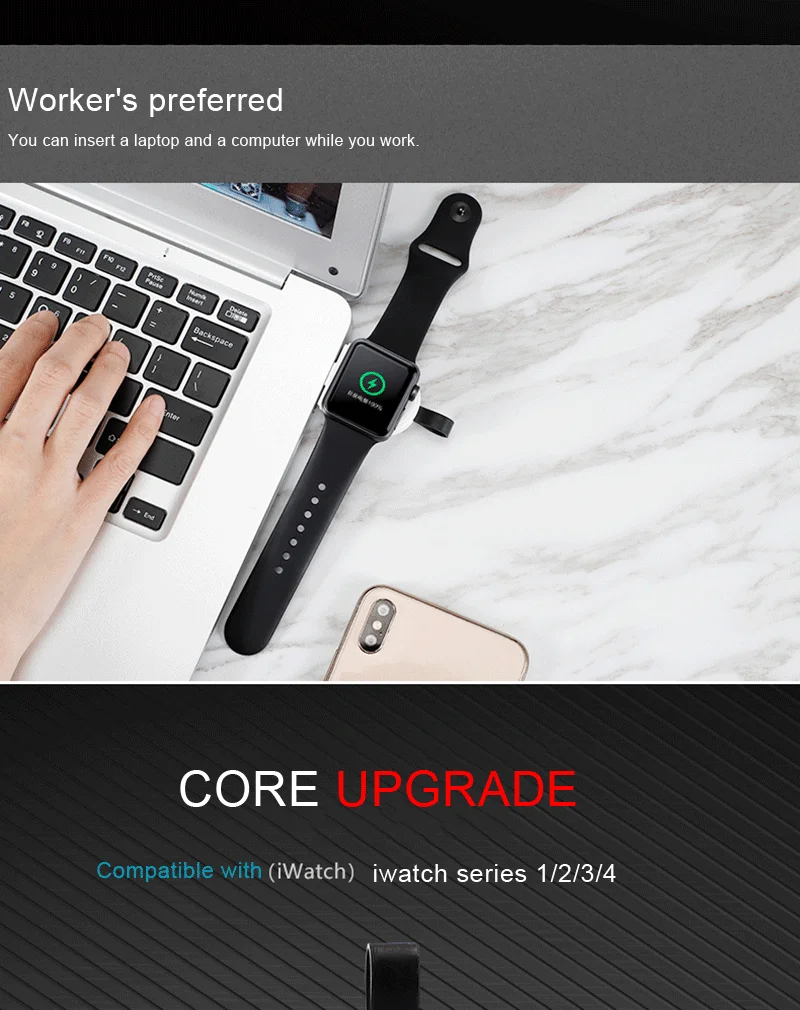 Мини портативное беспроводное зарядное устройство для Apple Watch Series 1 2 3 4 док-адаптер Быстрая зарядка зарядное устройство Беспроводная зарядка