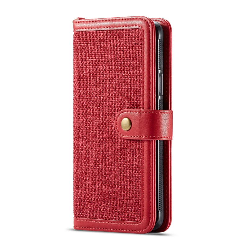 Red Из парусины в стиле ретро кожаный чехол для телефона для samsung Galaxy S8 S9 Plus Note 8 джинсовые Чехол-книжка бумажник съемный чехол для samsung Note 9 чехлы - Цвет: Red